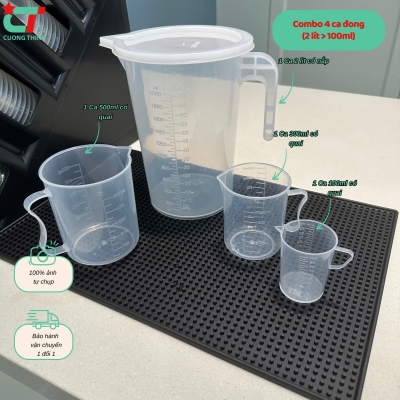 Combo 4 ca đong ( 2L - 500ML - 250ML - 100ML ) tặng thêm 1 ly 100ml