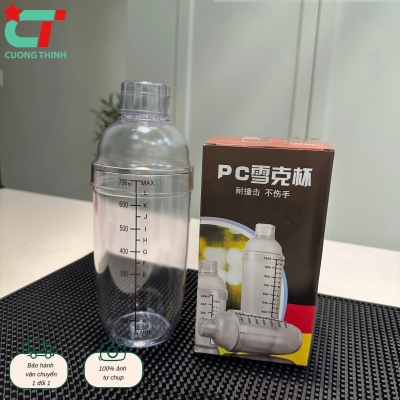 Bộ bình lắc + nắp pha chế nhựa chia vạch đen dung tích 700ml