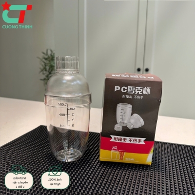 Bộ bình lắc + nắp pha chế nhựa chia vạch đen dung tích 530ml