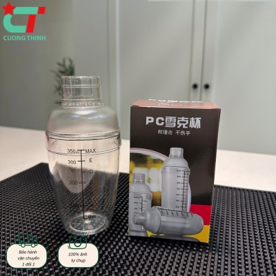 Bộ bình lắc + nắp pha chế nhựa chia vạch đen dung tích 350ml