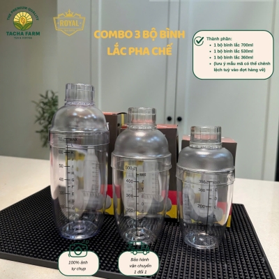 Combo 3 bộ bình lắc + nắp 700ML - 500ML - 350ML