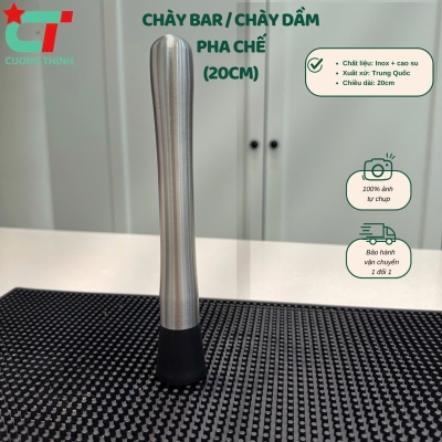 Chày bar dầm pha chế inox 20cm đầu nhựa cao cấp 
